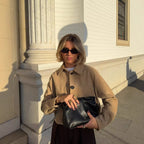 Women's Cropped Casual Faux Suede Jacket with Snap Buttons
