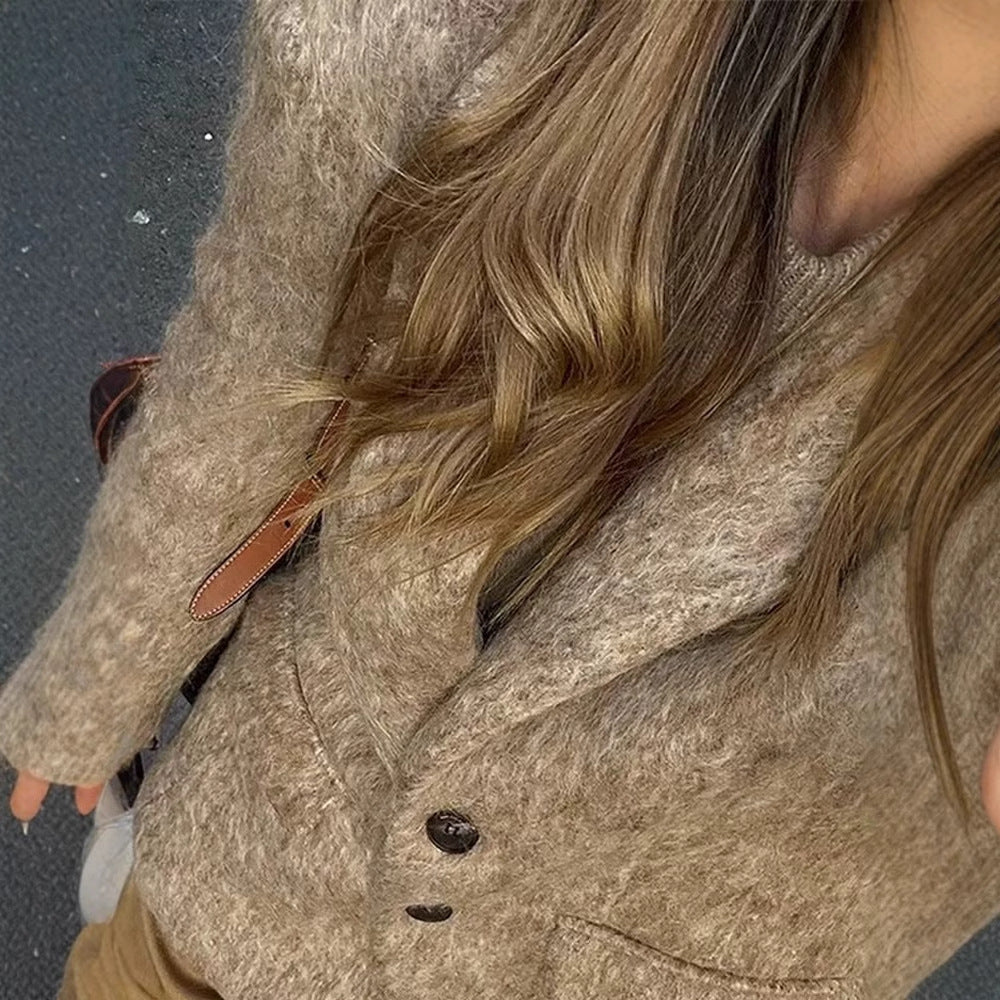 Women's Elegant Blazer Jacket in Quality Fabric with Fine Pattern