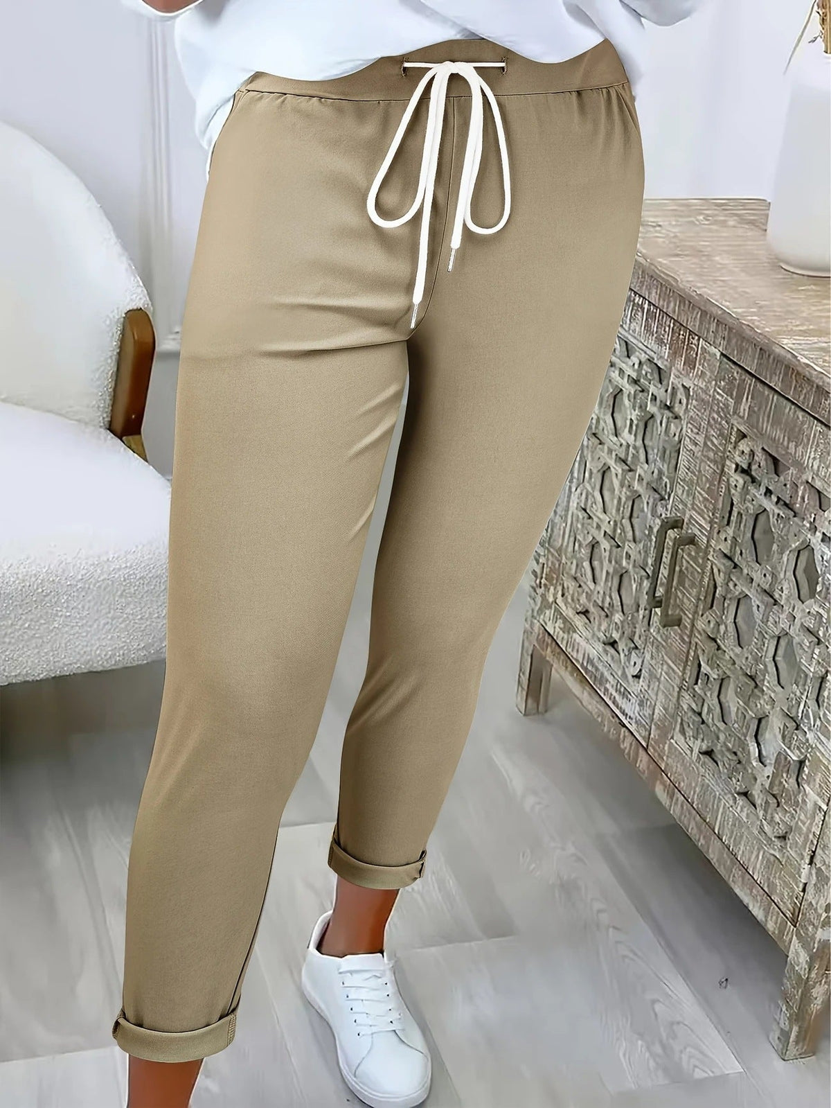 Women's Casual Pants with Elastic Waistband and Drawstring