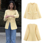 Elegant Blazer Jacket with Decorative Buttons