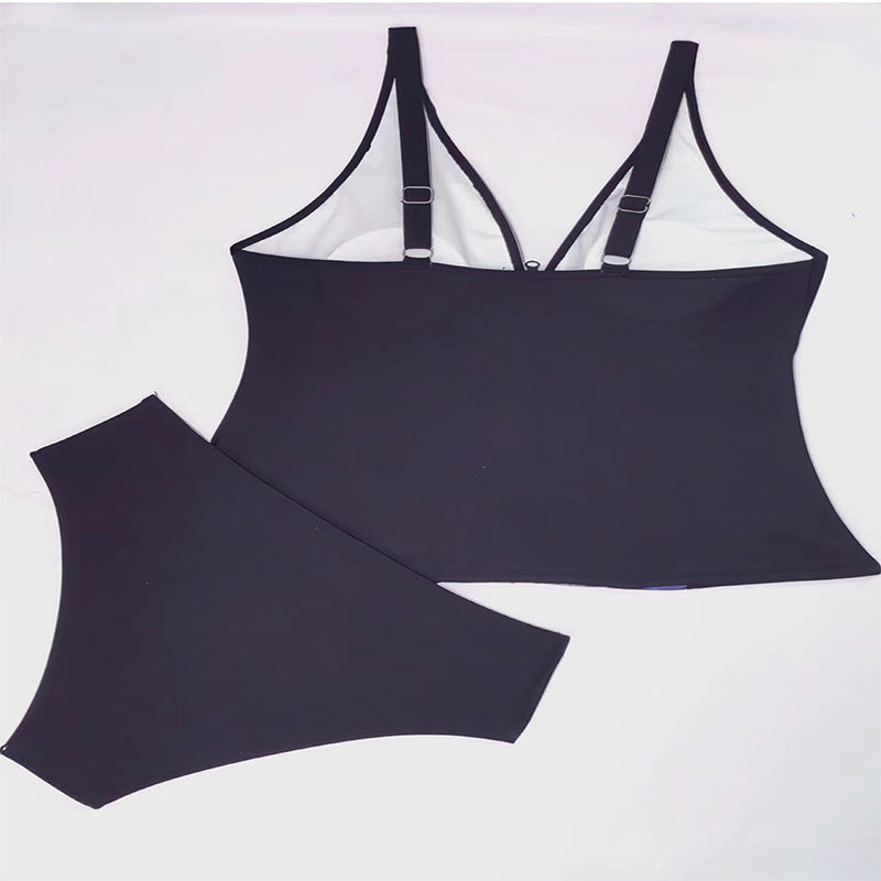 Women's Swim Top with Floral Zipper and Matching Bottoms