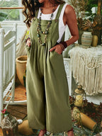 Women's Casual Wide-Leg Jumpsuit with Pockets
