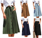 A-Line Skirt with Pockets and Button Front