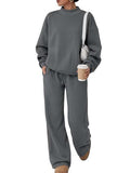 Women's Casual Lounge Set with High Stand-Up Collar and Loose Sweatpants
