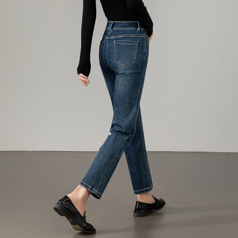 Women's High-Waisted Fabric Trousers