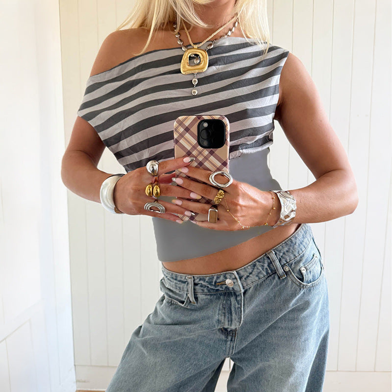 Women's Asymmetric Striped Top