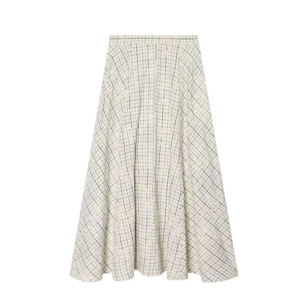 Women's Plaid Maxi Skirt with Flowing Cut