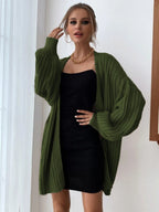 Women's Chunky Knit Cardigan with Voluminous Sleeves