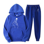 Women's Jogging Suit with Creative Heart Motif and Comfortable Fit