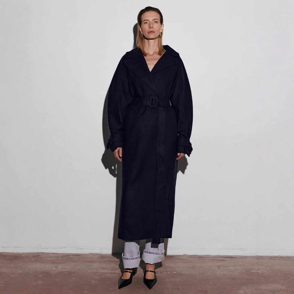 Women's Elegant Tailored Wool Coat with Belt