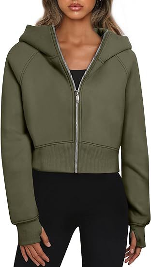 Women's Cropped Hooded Jacket with Zipper