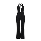 Elegant Deep V-Neck Jumpsuit with Figure-Hugging Silhouette
