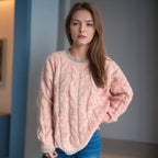 Women's Chunky Knit Sweater with Modern Cable Design and Relaxed Fit
