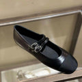 Women's Ballet Flats with Double Strap and Sparkling Buckles