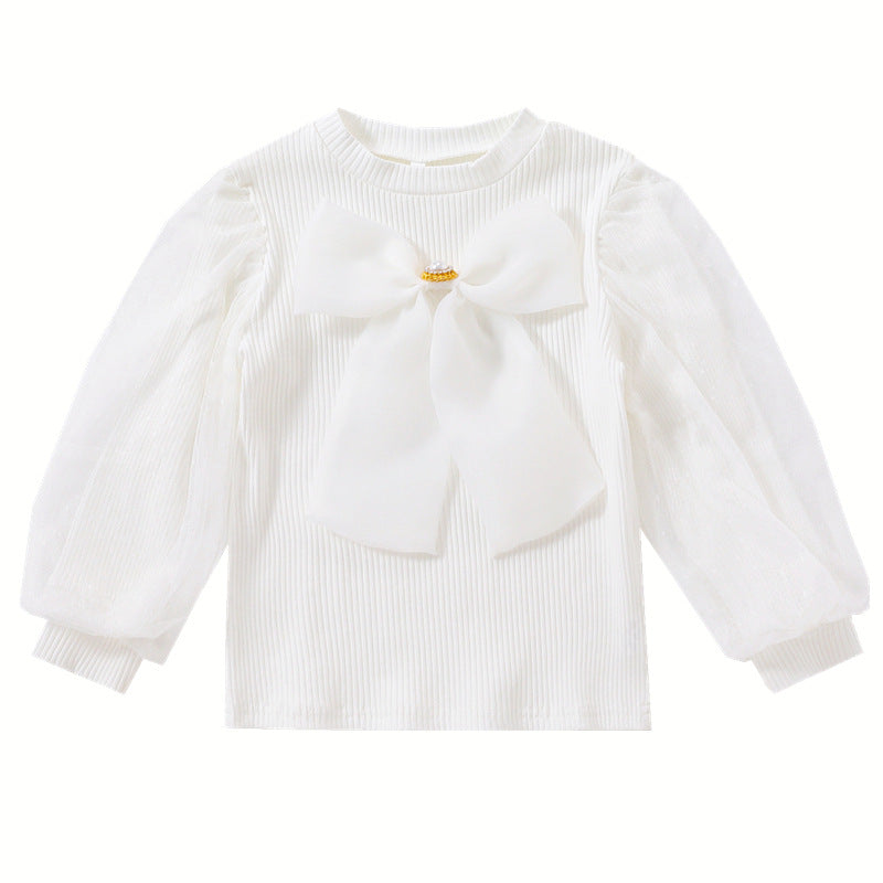 Women's Blouse with Puff Sleeves and Bow