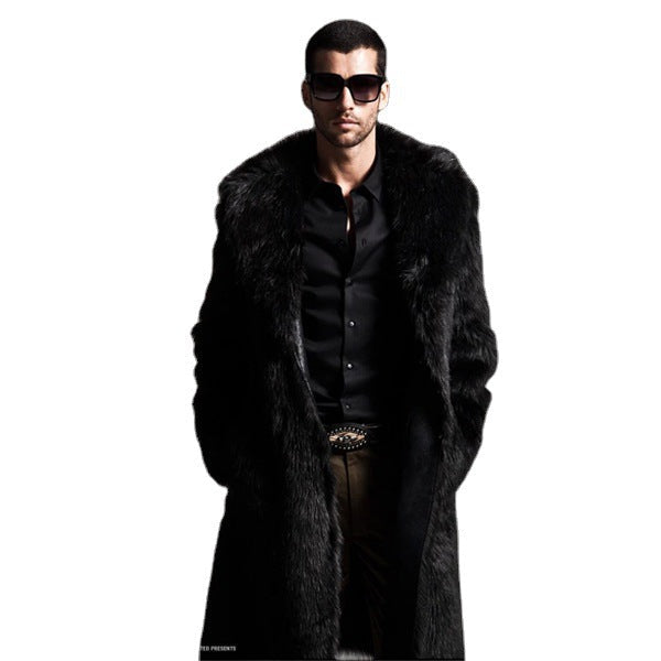 Women's Luxury Faux Fur Coat with Wide Lapel