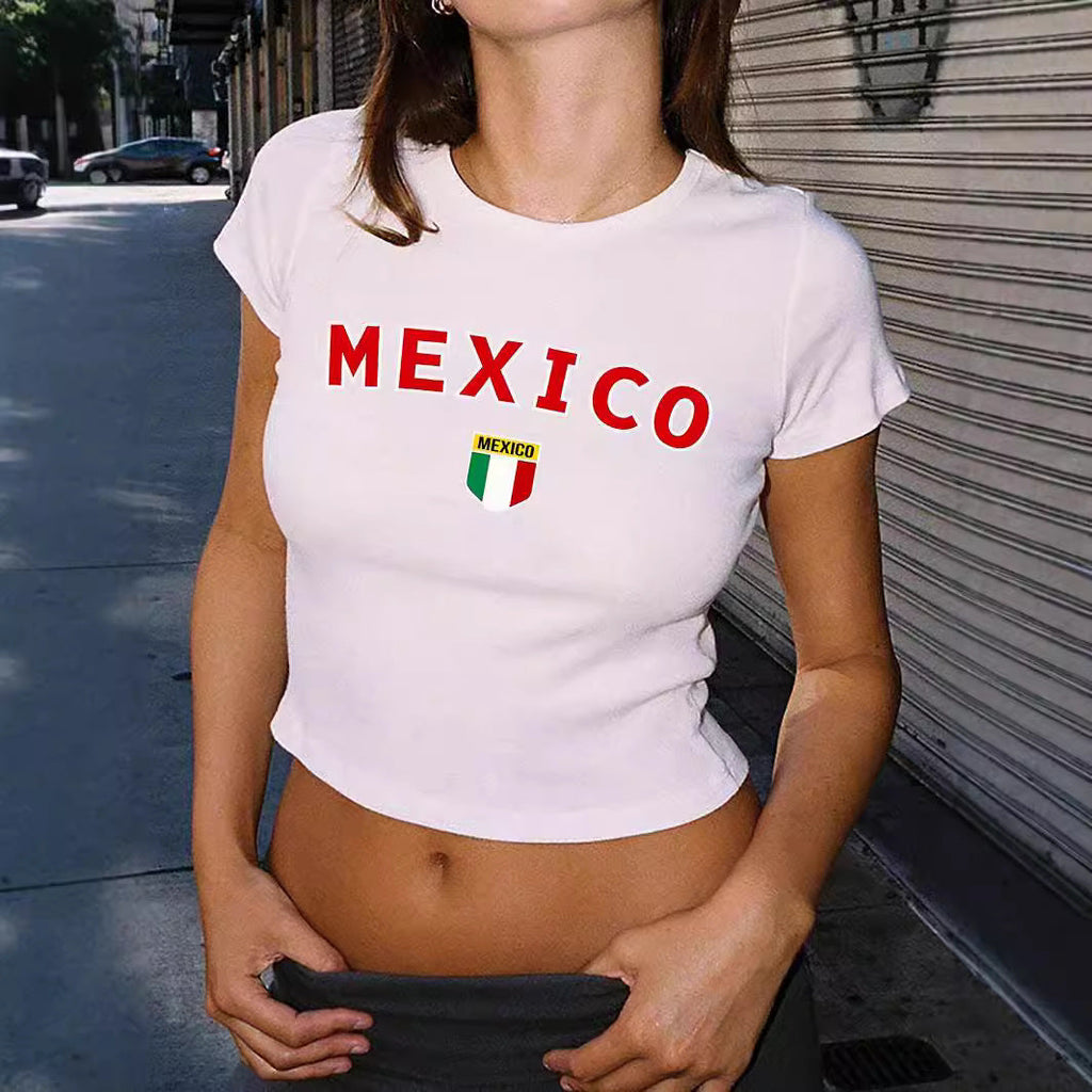 Women's Crop T-Shirt with 'MEXICO' Graphic