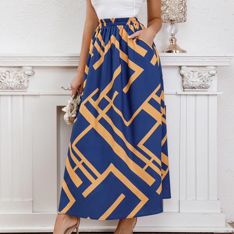 Women's Geometric Print Maxi Skirt