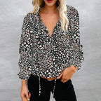 Women's Blouse with Floral Pattern and Loose Sleeves