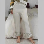 Women's Casual Trousers with Ruffle Hems