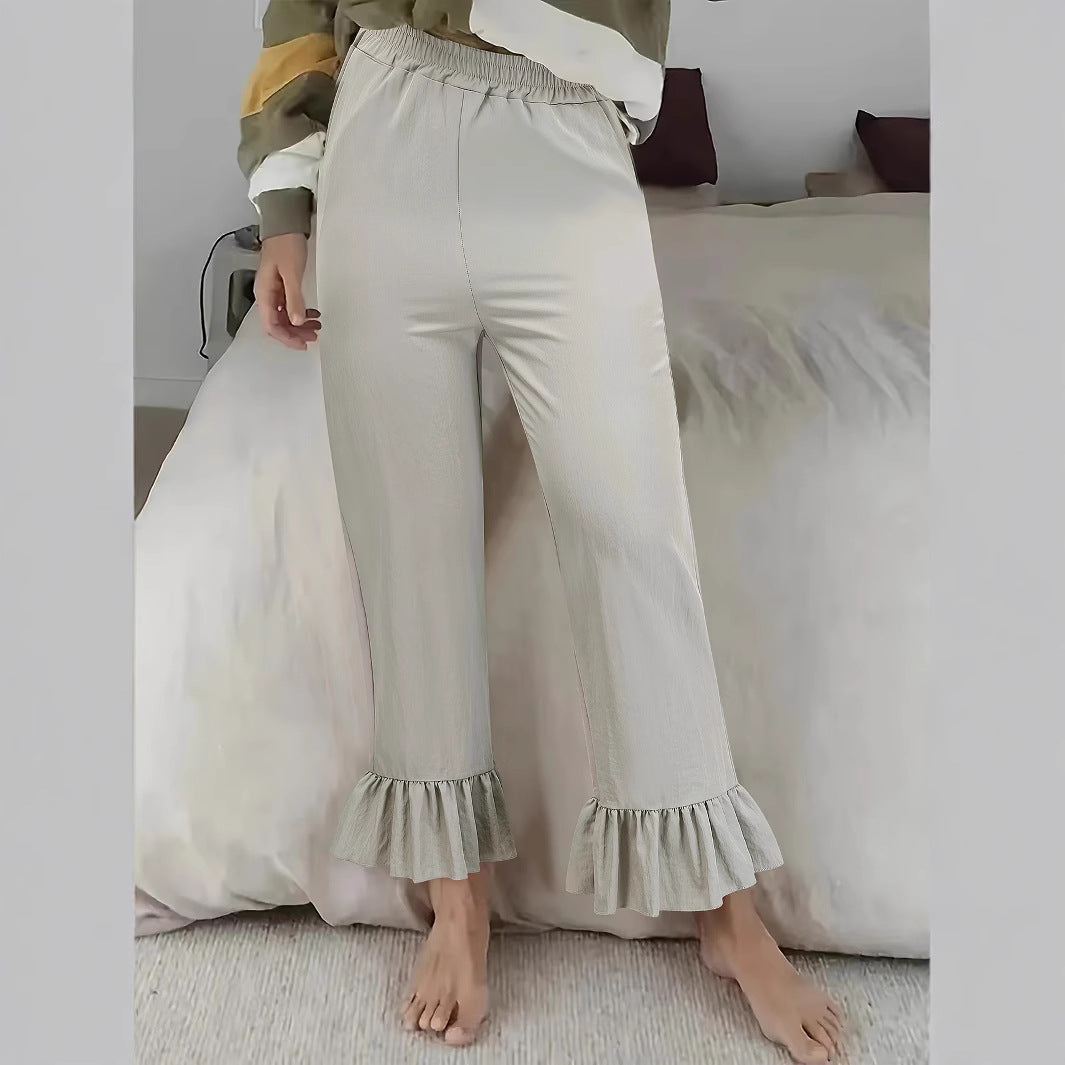 Women's Casual Trousers with Ruffle Hems