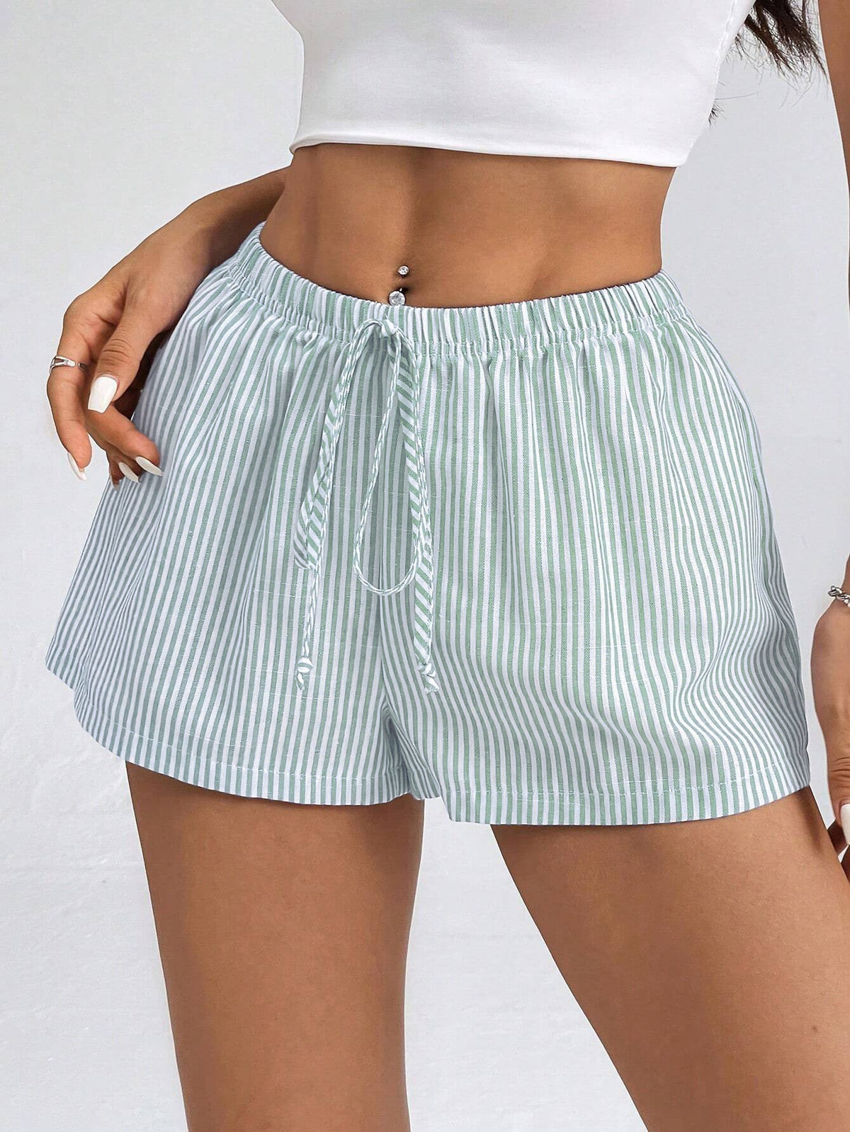 Women's Striped Lounge Pants with Adjustable Drawstring