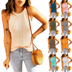 Women's Sleeveless Ribbed Knit Top with Cutout Detail