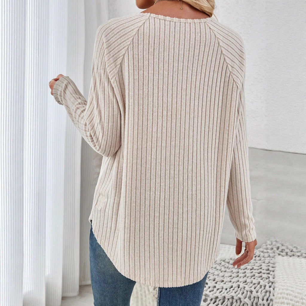 Fine Knit Sweater with Ribbed Design