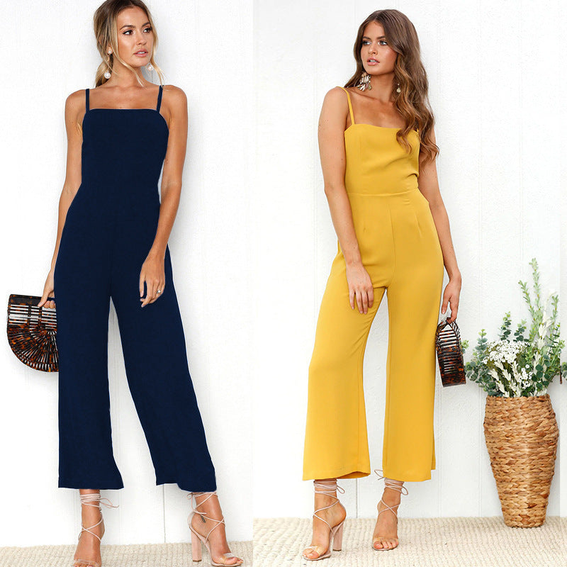 Women's Jumpsuit with Thin Straps and Elegant Wide Leg