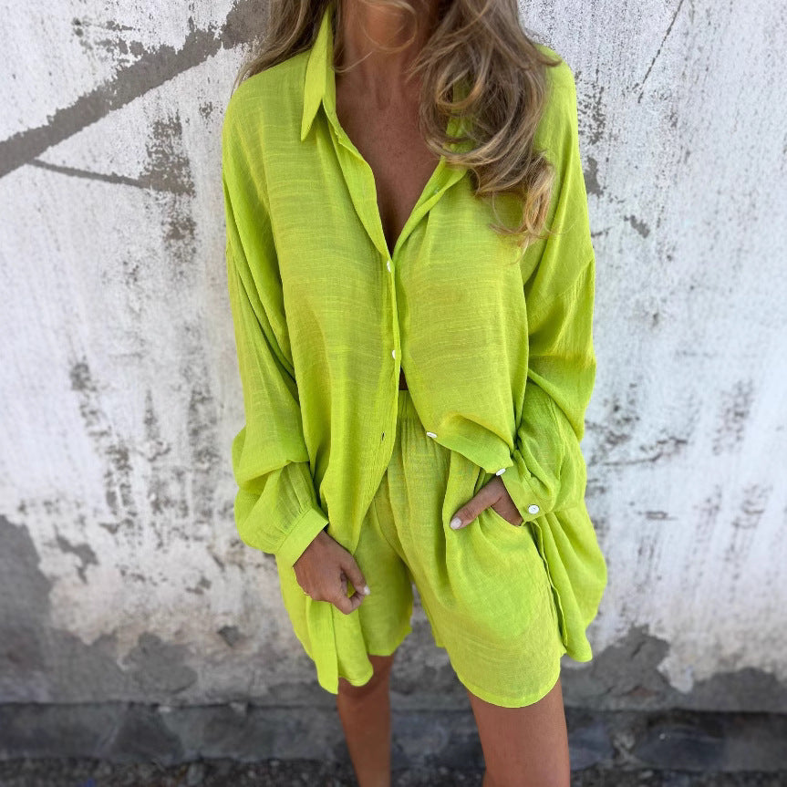 Long Sleeve Oversized Button-Down Blouse