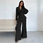 Elegant Soft Jumpsuit with Tie Belt