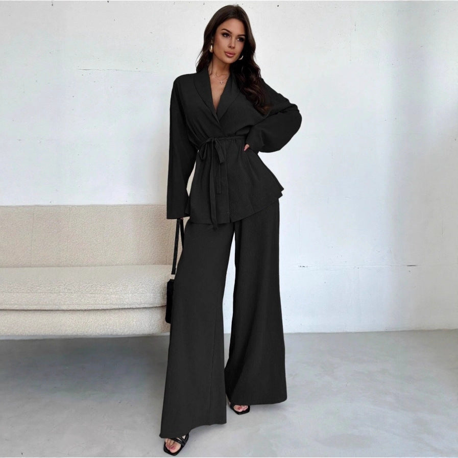 Elegant Soft Jumpsuit with Tie Belt