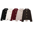Women's Fluffy Cardigan with Decorative Flower Buttons