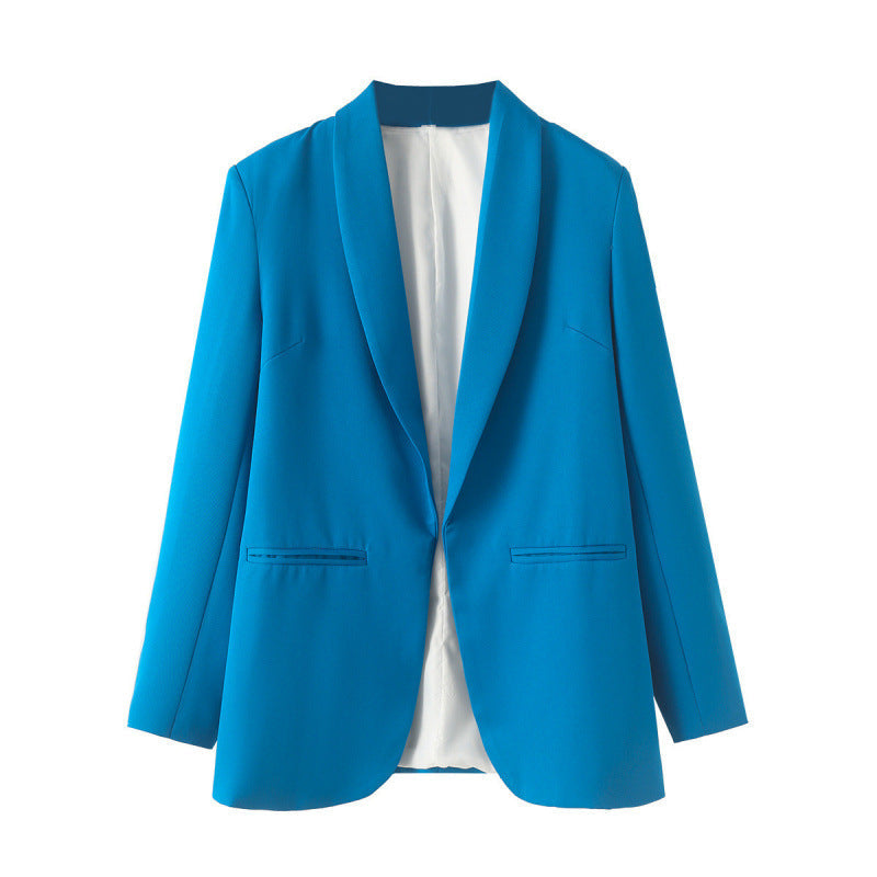 Elegant Women's Blazer with Unique Cut and Pockets