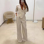 Women's Blazer and Wide-Leg Trouser Set