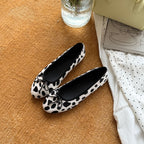 Women's Animal Print Ballet Flats with Elegant Strap