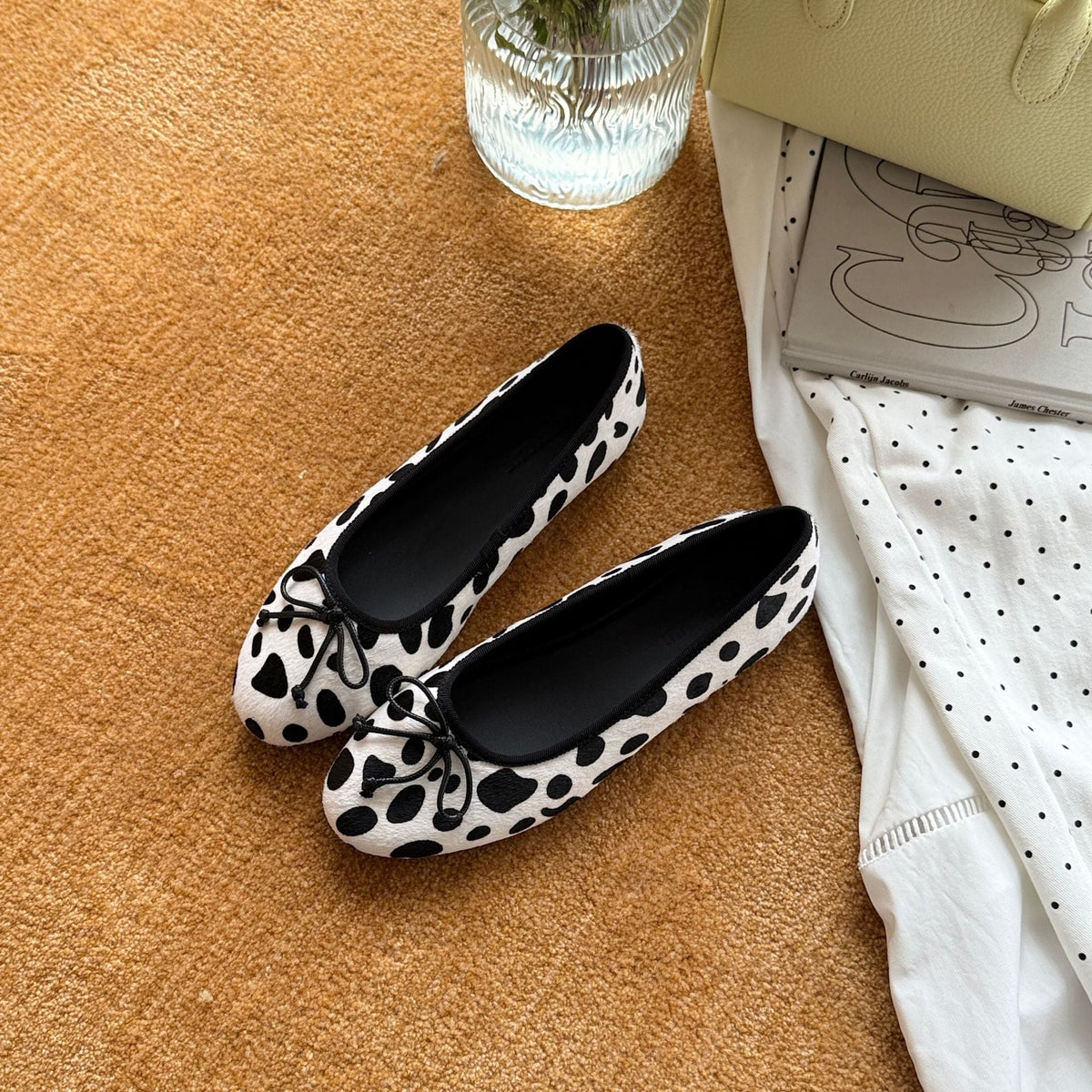 Women's Animal Print Ballet Flats with Elegant Strap