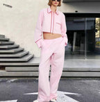Women's Two-Piece Set with Crop Top and Wide Trousers