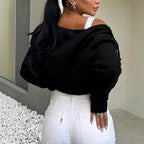 Women's Cropped Sweat Jacket with Zipper