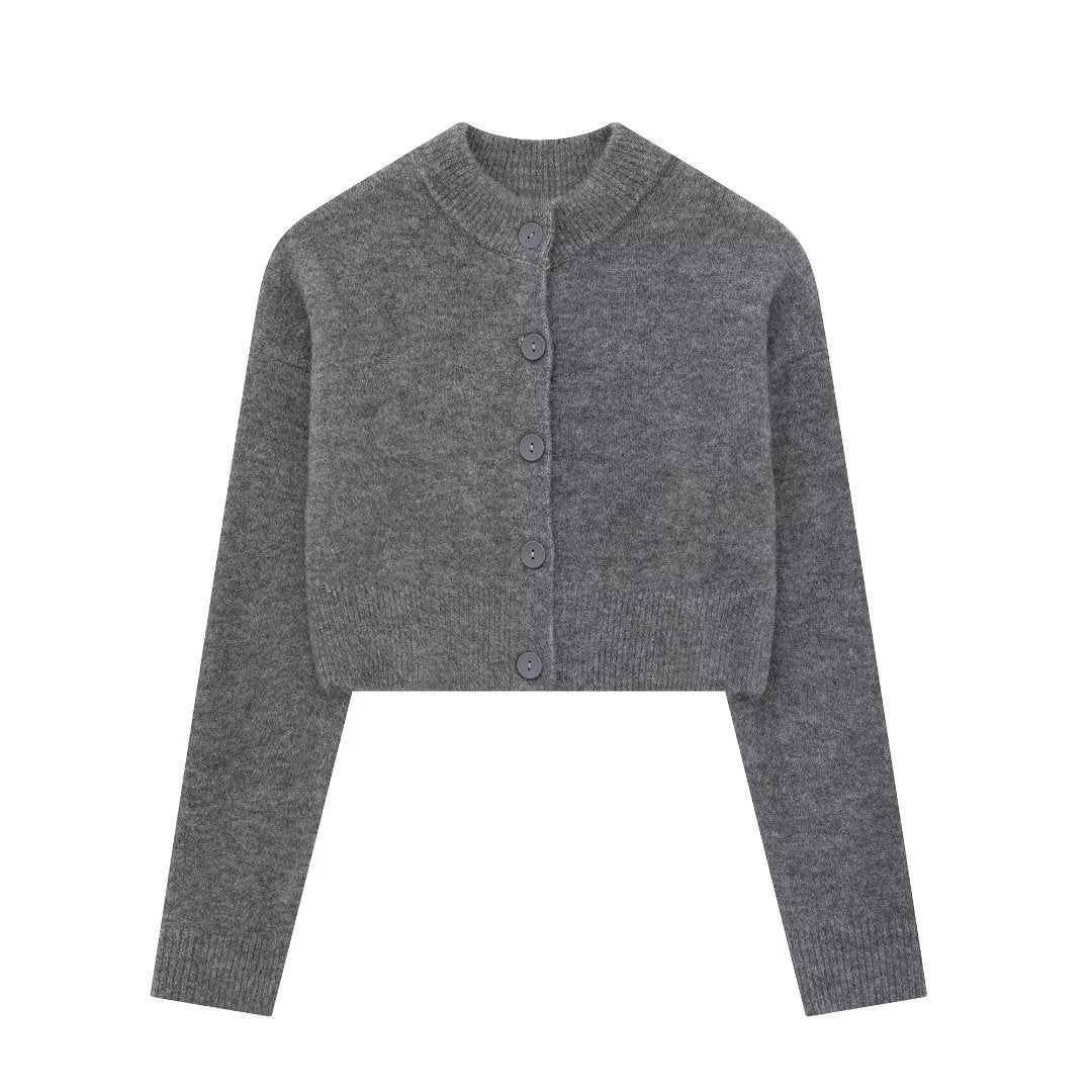 Cropped Cardigan with Button Details