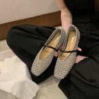 Women's Ballet Flats with Elegant Strap and Airy Mesh Structure