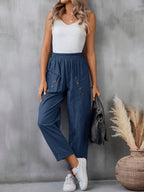 Women's Elegant Casual Pants with Button Details