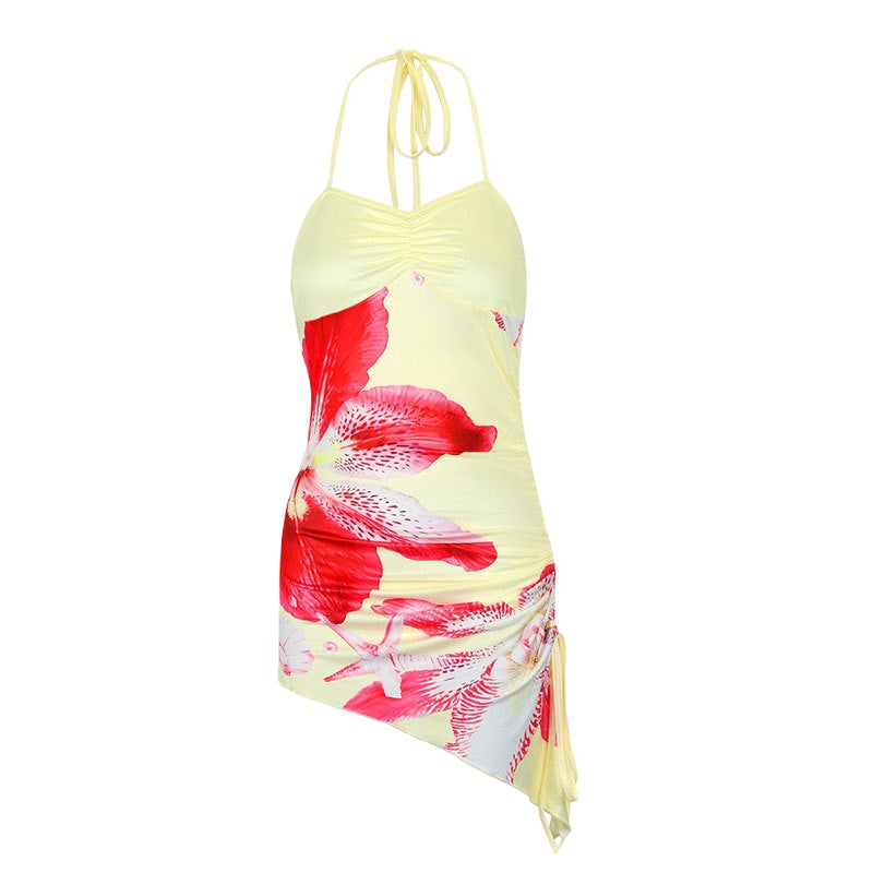 Women's Floral Swimsuit with Asymmetrical Cut