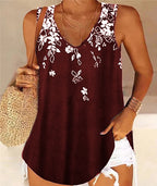 Women's Sleeveless Floral V-Neck Blouse
