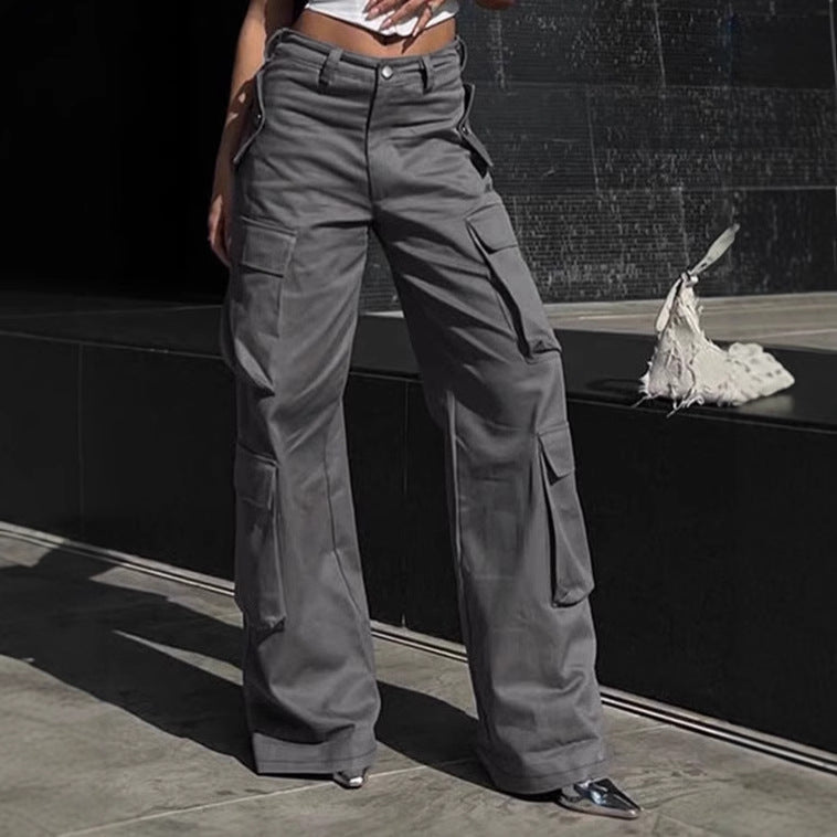 Women's Wide-Leg Cargo Pants with Functional Pockets