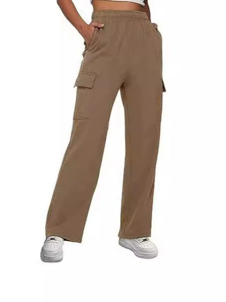 Women's Wide-Leg Cargo Pants with Side Pockets