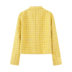 Women's Elegant Textured Short Jacket with Gold Buttons