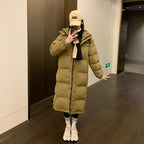 Women's Long Insulated Winter Jacket with Hood and Inner Pockets