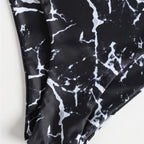 Women's Bandeau Bikini with Elegant Marble Print