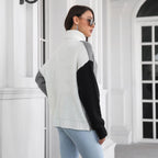 Women's Chunky Knit High-Neck Colorblock Sweater